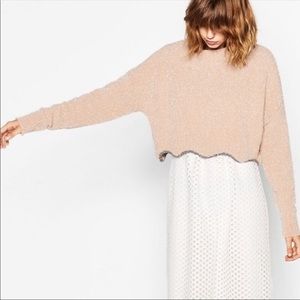 Zara Pink Knit Cropped Sweater Size S
